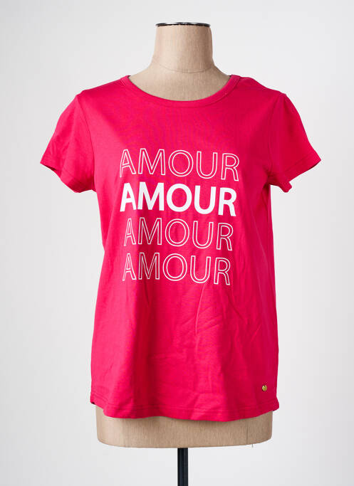 T-shirt sérigraphie manches courtes rose C'EST BEAU LA VIE femme