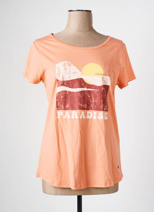 T-shirt sérigraphie manches courtes orange C'EST BEAU LA VIE femme