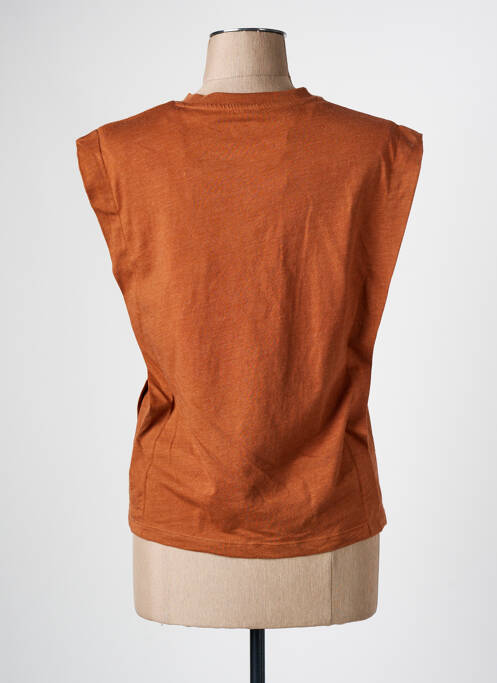 Débardeur stretch sans manche marron C'EST BEAU LA VIE femme