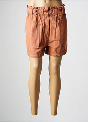 Short tissage denim taille haute marron C'EST BEAU LA VIE femme