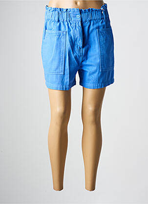 Short tissage denim taille haute bleu C'EST BEAU LA VIE femme