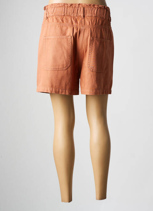 Short tissage denim taille haute marron C'EST BEAU LA VIE femme