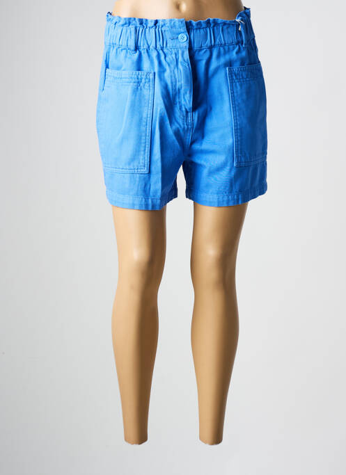 Short tissage denim taille haute bleu C'EST BEAU LA VIE femme