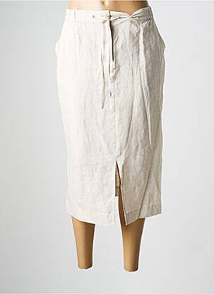 Jupe mi-longue coupe droite beige JULIE GUERLANDE femme