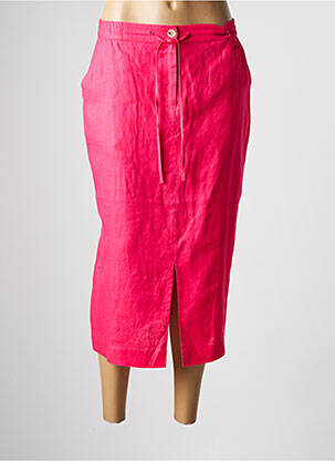 Jupe mi-longue coupe droite rose JULIE GUERLANDE femme