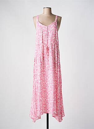 Robe longue imprimé fantaisie sans manche rose C'EST BEAU LA VIE femme