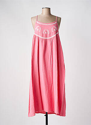 Robe mi-longue col rond fines bretelles rose C'EST BEAU LA VIE femme