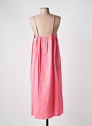 Robe mi-longue col rond fines bretelles rose C'EST BEAU LA VIE femme