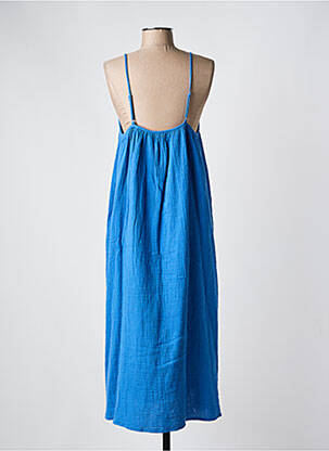 Robe mi-longue col rond fines bretelles bleu C'EST BEAU LA VIE femme