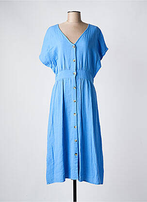 Robe mi-longue manches courtes manches courtes bleu C'EST BEAU LA VIE femme