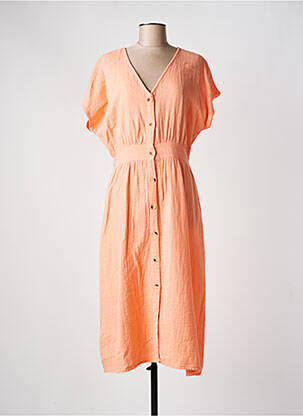 Robe mi-longue manches courtes manches courtes orange C'EST BEAU LA VIE femme