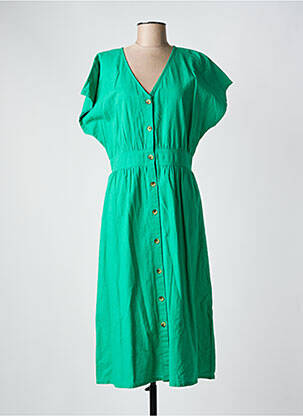 Robe mi-longue manches courtes manches courtes vert C'EST BEAU LA VIE femme