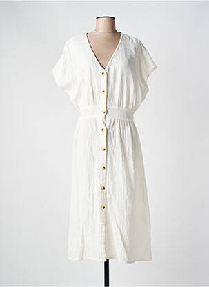 Robe mi-longue manches courtes manches courtes blanc C'EST BEAU LA VIE femme