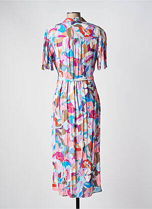 Robe mi-longue imprimé fantaisie manches courtes violet JULIE GUERLANDE femme