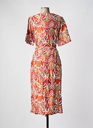 Robe mi-longue imprimé fantaisie manches courtes rouge JULIE GUERLANDE femme