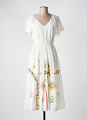 Robe mi-longue blanc C'EST BEAU LA VIE pour femme