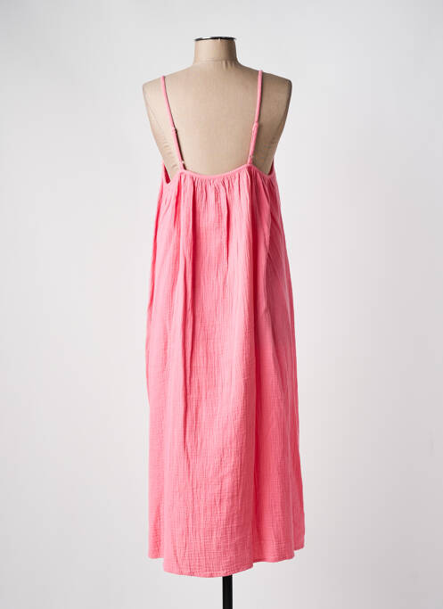 Robe mi-longue col rond fines bretelles rose C'EST BEAU LA VIE femme