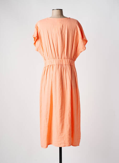 Robe mi-longue manches courtes manches courtes orange C'EST BEAU LA VIE femme