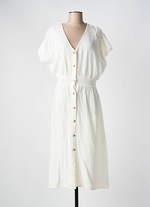 Robe mi-longue manches courtes manches courtes blanc C'EST BEAU LA VIE femme