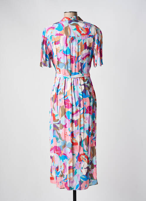 Robe mi-longue imprimé fantaisie manches courtes violet JULIE GUERLANDE femme