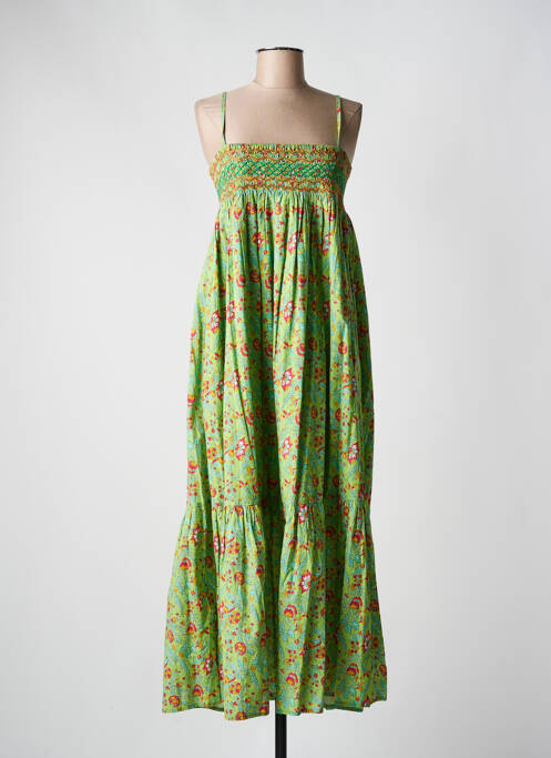 Robe mi-longue vert C'EST BEAU LA VIE pour femme