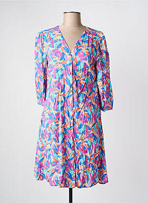 Robe mi-longue manches 3/4 manches 3/4 bleu JULIE GUERLANDE femme
