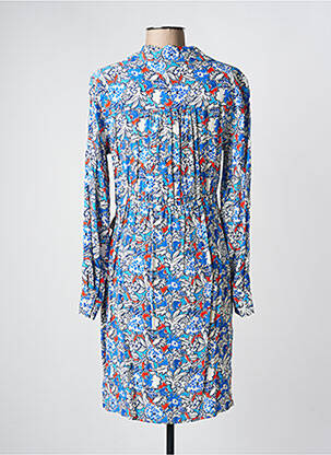 Robe mi-longue imprimé fleurs manches longues bleu JULIE GUERLANDE femme