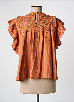 Top tissage crêpe manches courtes marron C'EST BEAU LA VIE femme