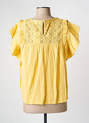 Top tissage crêpe manches courtes jaune C'EST BEAU LA VIE femme