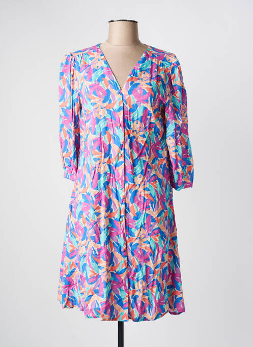 Robe mi-longue manches 3/4 manches 3/4 bleu JULIE GUERLANDE femme