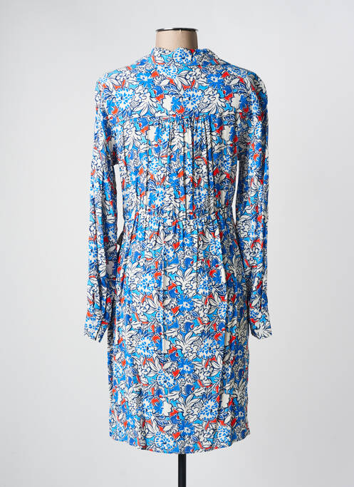 Robe mi-longue imprimé fleurs manches longues bleu JULIE GUERLANDE femme