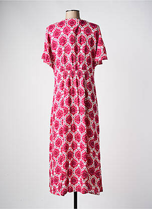 Robe longue imprimé fantaisie manches courtes rose C'EST BEAU LA VIE femme