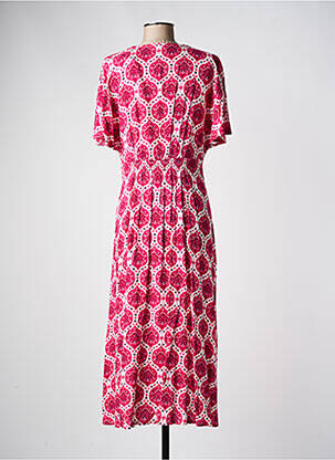 Robe mi-longue imprimé fantaisie manches courtes rose C'EST BEAU LA VIE femme
