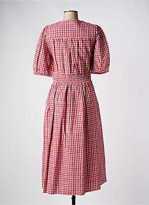 Robe mi-longue tissage crêpe manches courtes rouge C'EST BEAU LA VIE femme