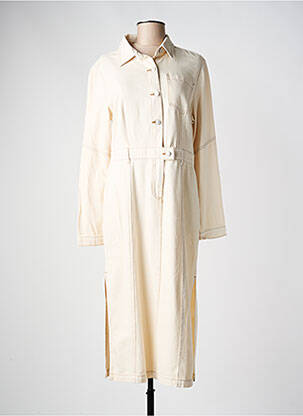 Robe mi-longue manches longues manches longues beige C'EST BEAU LA VIE femme