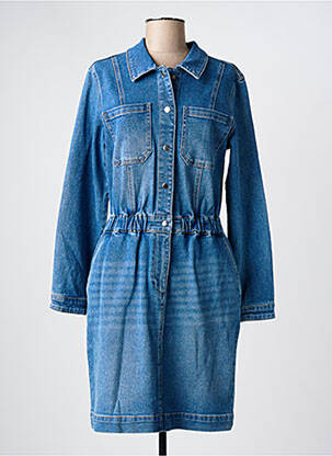 Robe mi-longue manches longues manches longues bleu C'EST BEAU LA VIE femme