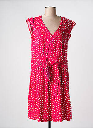Robe mi-longue manches courtes manches courtes rose C'EST BEAU LA VIE femme