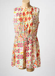 Combishort tissage popeline sans manche orange C'EST BEAU LA VIE femme