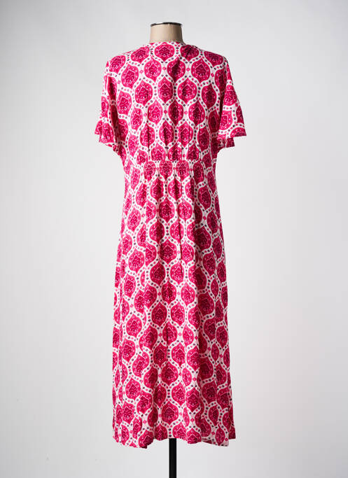 Robe longue imprimé fantaisie manches courtes rose C'EST BEAU LA VIE femme