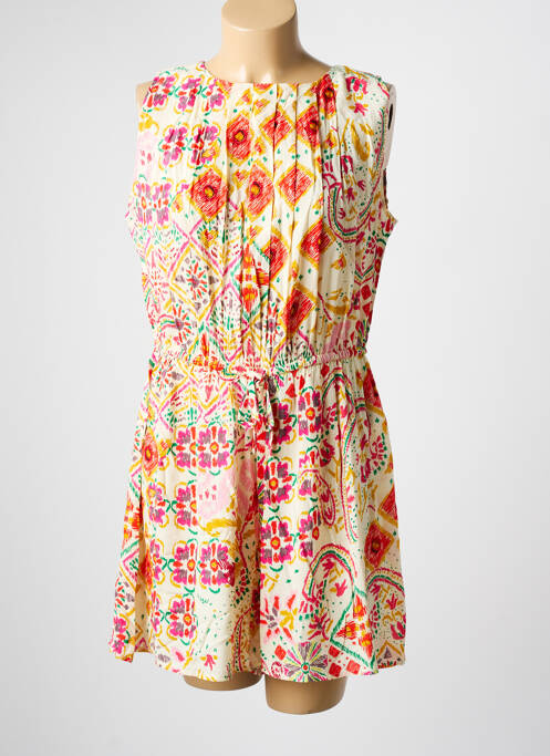 Combishort tissage popeline sans manche orange C'EST BEAU LA VIE femme