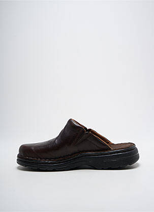 Mules/sabots tissage satiné bout rond marron ARIMA homme