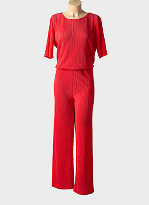 Combi-pantalon fermeture boutonnée au dos manches 3/4 rouge MINIMUM femme