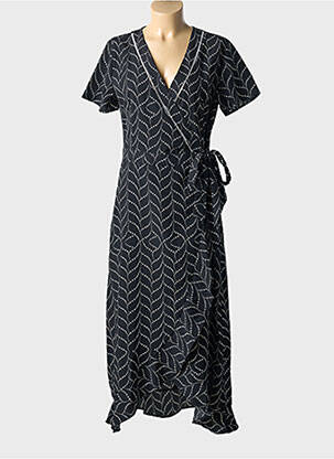 Robe longue imprimé fantaisie manches courtes noir MOLLY BRACKEN femme