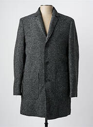 Manteau long tissage chiné sans capuche gris MINIMUM homme