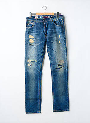 Jeans coupe slim fermeture boutonnée sur le devant taille basse bleu DONOVAN homme