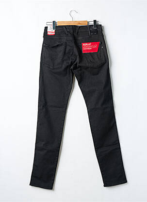Pantalon slim fermeture zippée sous rabat boutonné taille normale noir REPLAY homme