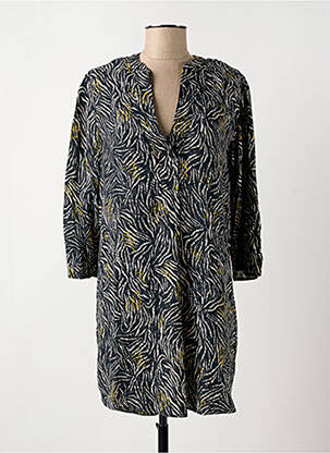 Robe mi-longue imprimé fantaisie manches longues noir TEDDY SMITH femme