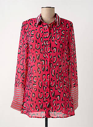 Chemisier tissage crêpe manches longues rose GUESS femme