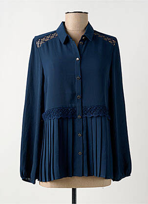 Chemisier tissage crêpe manches longues bleu I.CODE (By IKKS) femme