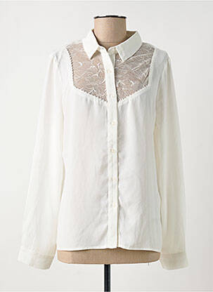 Chemisier tissage crêpe manches longues blanc GRACE & MILA femme